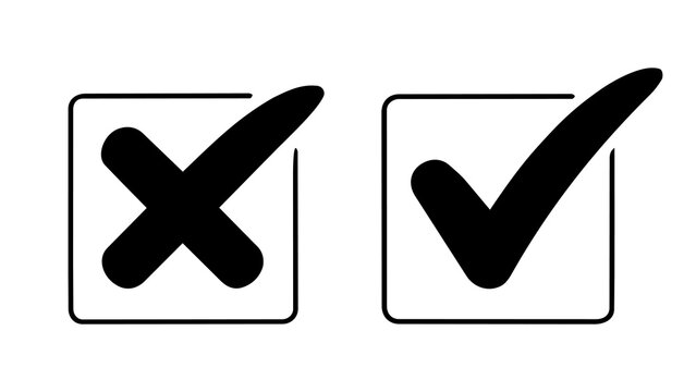 Isolated clean black checkmark, crossmark design
