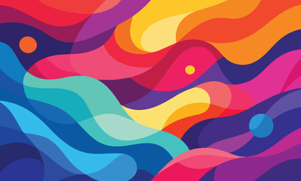 Abstract Bright Gradient Free Wave Background Colorful Flat Vector.