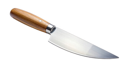 Fototapeta premium A sharp, professional chef's knife with a polished steel blade and a smooth wooden handle, perfect for culinary tasks