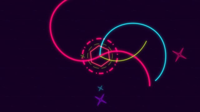 Abstract Neon Geometric Shapes and UI Icon Elements Bundle
