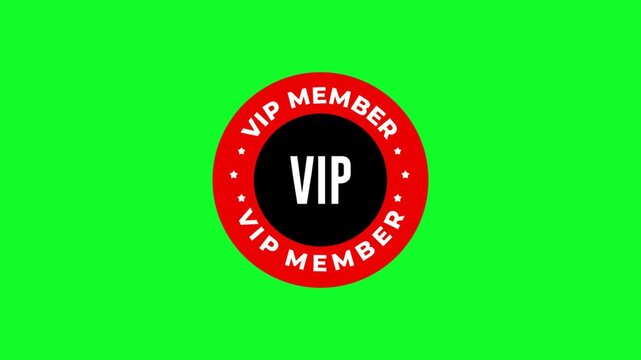 VIP Member Red Circular Badge Animation on Green Screen Background