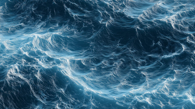 Ultra Detailed Seamless Ocean Waves Texture in Vibrant Blue