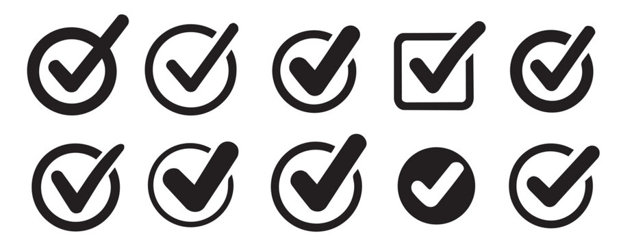 Different circle checkmark design set