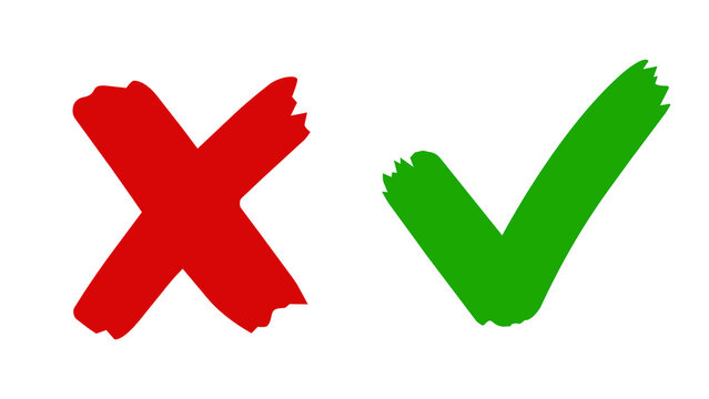 Bold checkmark and crossmark symbol design