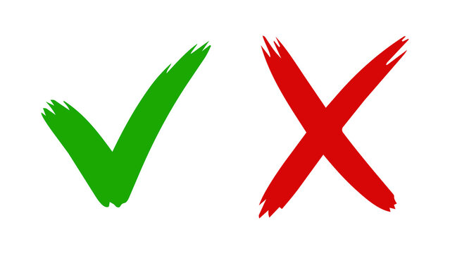 Isolated green checkmark and red crossmark symbol design