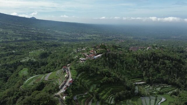 aerial Videos of Road between mount merapi and mount merbabu in magelang, central java, indonesia
