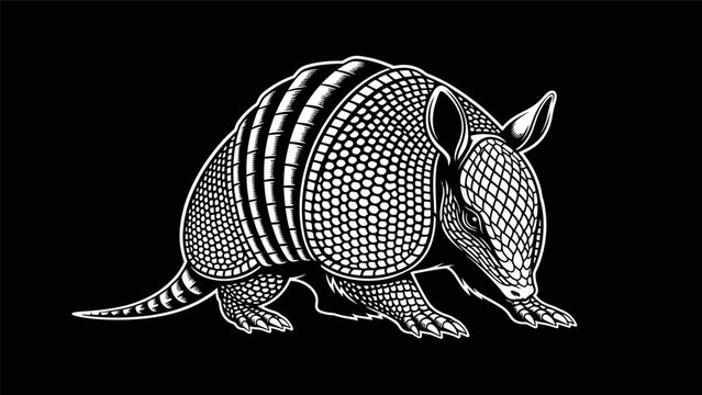 Armadillo illustration on black background