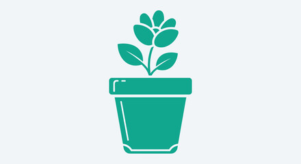 Fototapeta premium Simple Green Potted Plant Illustration.