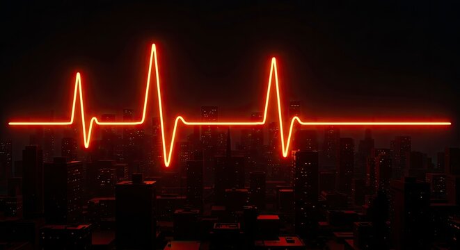 Glowing heartbeat line over dark background for medical healthcare concept
