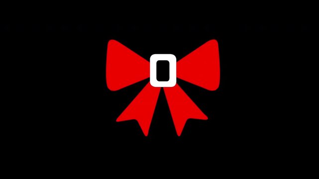 Red Gift Bow Ribbon Icon Animation on Black Background