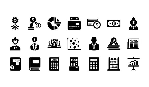 Flat Finance Icon Set Investment Accounting Business Vector Design