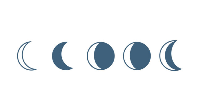 Moon Phases Cycle Vector Graphic