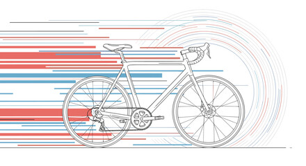 Fototapeta premium High speed cycling and athletic performance concept featuring a professional road bike with dynamic motion lines and abstract circular patterns.