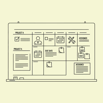 Minimal line of a project management board Kanban board task board Agile Scrum