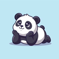 Fototapeta premium Cute Panda Lying on Stomach with Big Eyes Playful Animal Concept Vector Illustration