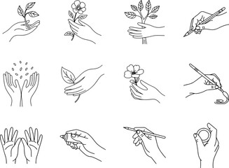 Obraz premium Hands Holding Plants and Flowers