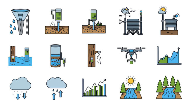 Smart Agriculture Icons: Precision Farming, Drones, Weather, Irrigation, Data Analysis