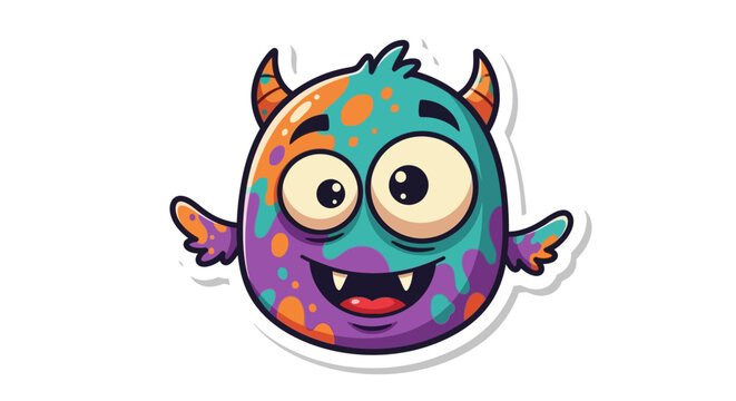 Funny angry cartoon devil character illustration vector monster alien cute comic halloween design