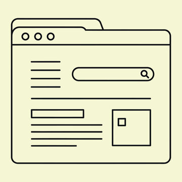 Minimal line of a web browser window line minimal simple black lines pale yellow background