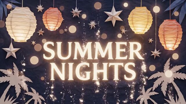 Glowing Summer Nights Title Reveal with Lanterns and Sparkles