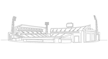 Stadium Outline Drawing - Sports Arena Architecture Minimalist Vector © Azizi