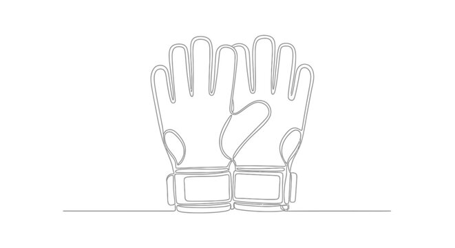 Continuous line drawing of a soccer goalkeeper glove, minimalist vector art