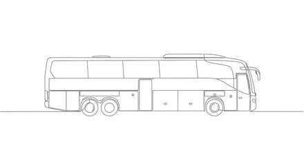 Modern Coach Bus Outline Drawing, Side View, Transportation Vector Art © Azizi