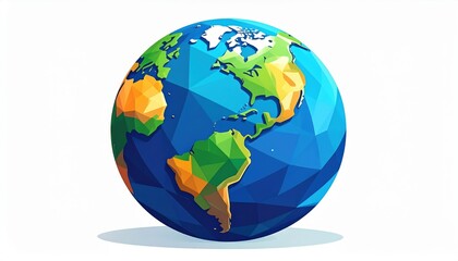 Fototapeta premium Earth Day Flat Geometric Design: Minimalist Modern Vector Globe with Simple Nature Elements for Corporate Sustainability Reports and Professional Eco-Branding