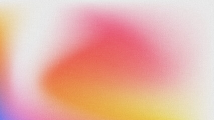 Fototapeta premium A soft, grainy abstract background featuring a smooth gradient of warm pastel hues—pink, orange, yellow, and subtle purple—with a textured noise effect. 