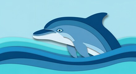 Obraz premium Dolphin swimming in ocean waves.