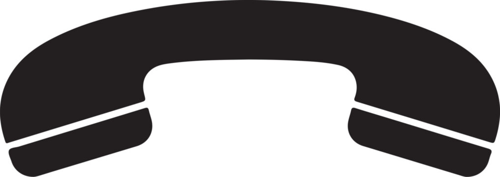 Black telephone receiver icon, communication symbol, phone handset, vector graphics