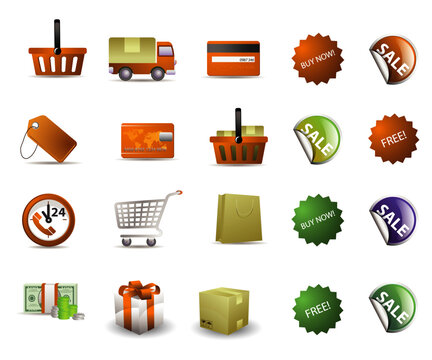 Modern Shopping and E-Commerce Vector Icon Set