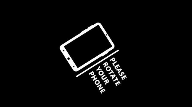 High-quality 4K motion graphic animation of a smartphone rotating from vertical to horizontal orientation, ideal for video viewing or app transitions. The animation includes a transparent background (