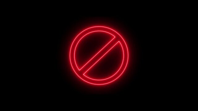Neon do not sign glow and animation on black background