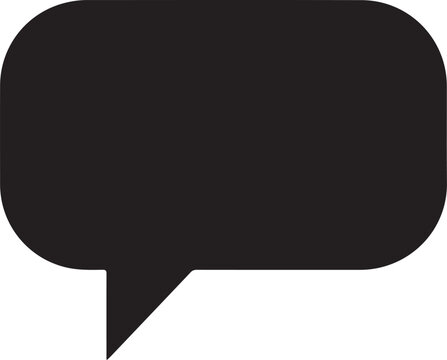 Black speech bubble, chat icon, vector comment box, dialogue symbol