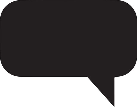 Black speech bubble, chat icon, vector comment box, dialogue symbol