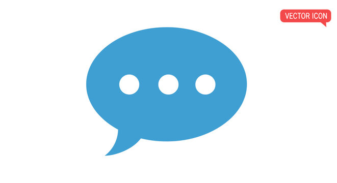 Blue speech bubble chat icon with three dots