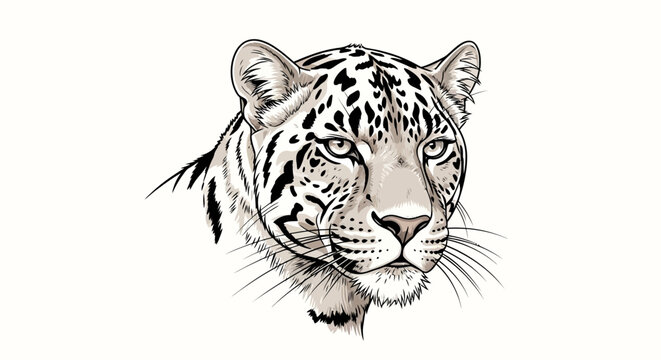 Detailed leopard head illustration on clean white background