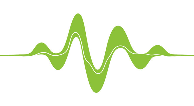 Dynamic green sound wave frequency display graphic
