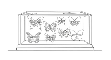 Collection of Butterflies in Display Case, Scientific Illustration © Free Account