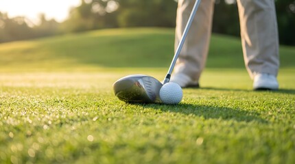 Golden Hour Golf Shot Ready for Perfect Swing