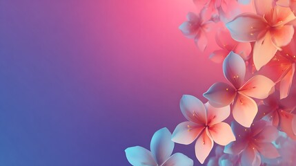 Obraz premium Vibrant pink flowers bloom against a gradient purple and pink background scene.