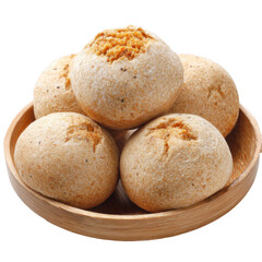 Fototapeta premium Steamed mixed grain cornmeal bread (wotou or wowotou), a traditional staple food in Northern China. [Transparent Background PNG].