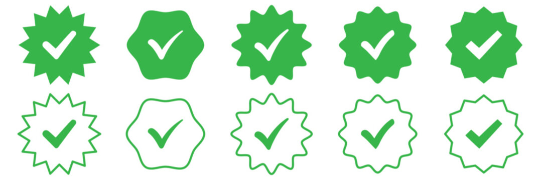 verified icon vector. verification check mark. approved sign and symbol. Verified badges icon. Blue and green Tick icon to verified badges. Blue and green verified social media account icon.