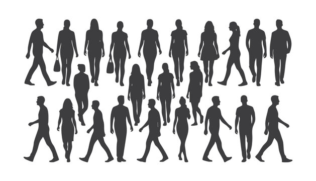 walking people silhouettes