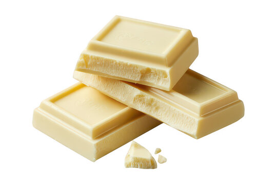 Stack of white chocolate bars pile isolated on a transparent background