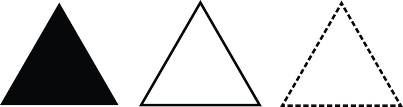 Triangle Vector Icon Set with Minimalist Geometric Shape and Dashed Outline Style