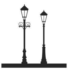 Obraz premium light poles vector icon design illustration template, collection of outdoor street lamps, flat and outline styles, urban night lighting elements, simple shapes, scalable vector graphics, ideal for web