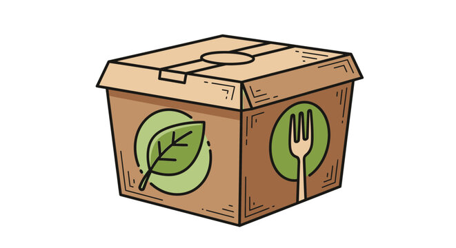 Brown cardboard takeout food delivery box.