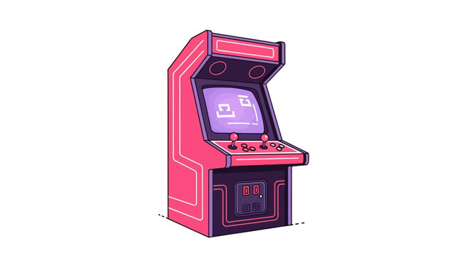 Retro Pink Arcade Video Game Machine.